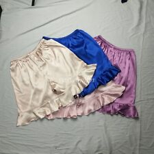 Women Anti-Static Satin Bloomer Pettipant Short Slip Pajama Ruffle Bottoms Sleep