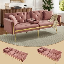 2-Seater Velvet Sofa Bed w/