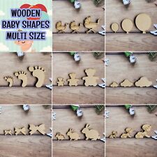 BABY SHAPES Wooden MDF Craft Embellishments Decoration PRAM BALLOON FEET BOW