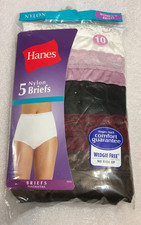 (5) Pairs NOS HANES Nylon Briefs Underwear Size 10 46-47Hip Wedgie Free No Ride