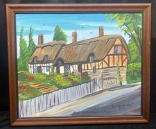 Hand Painted Ann Hathaways Cottage  Framed Reverend Neville West 11/13/2005