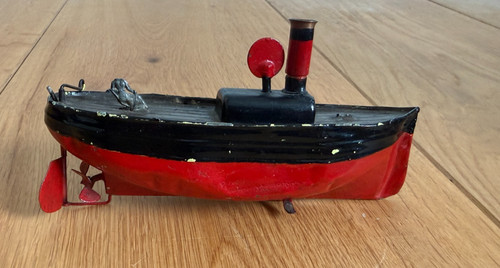 Vintage tinplate steam liner - vintage,
