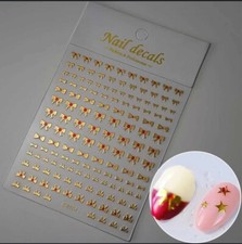 Nail Art Stickers NEW METALLIC GOLD AND RED DIFFERENT SHAPED AND SIZE BOWS C8804