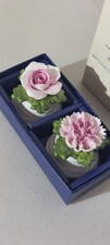 Pink Flower with White Base Salt and Pepper Shakers  England  Aynsley Small #CC1