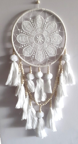 White floral dream catcher - floral,