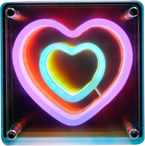 Neon heart glow mirror - glow,
