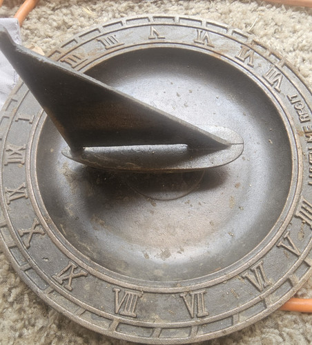 Round gray metal sundial with - gray,