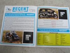 Regent Motorcycles Vauxhall Chevette side car outfit sales Brochure Rare