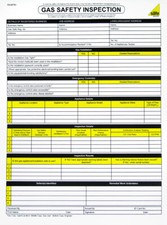 GAS SAFE CERTIFICATE BOOK FOR SAFETY CHECK INSPECTION GASSAFE PAD PN 005