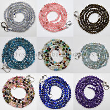Small 3mm Faceted Natural Gemstone Round Beads Necklace 14-36'' Streling Silver
