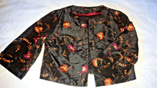 Gorgeous Highly Confidential Black Mix Embroidered Taffeta Shrug Jacket Size 14