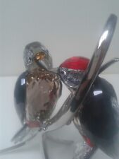 SWAROVSKI CRYSTAL PARADISE BIRDS - WOODPECKERS BLACK DIAMOND 957562 EXCELLENT
