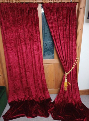 Vintage velvet curtains ruby - velvet,