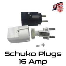 Euro Schuko Plug Rewireable European Heavy Duty Plug Top Connector Whi Blk *Uk*