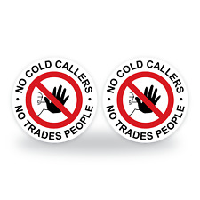 Set of 2 Red No cold callers Door Stickers - Safety Signs 95mm Waterproof Signs