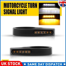 Motorcycle Flowing Amber LED Fork Turn Signal Blinkers DRL Daytime Running Light