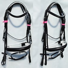 Leather Comfort Horse Bridle Padded With Flash And Free Rubber Reins Black Color