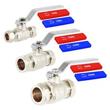 Lever Ball Valve Full Bore 15mm 22mm 28mm Isolating Stop Tap + Blue Red Handles