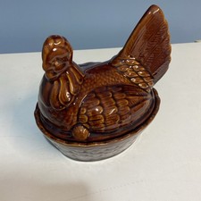 Vintage Brown Glazed Hen on