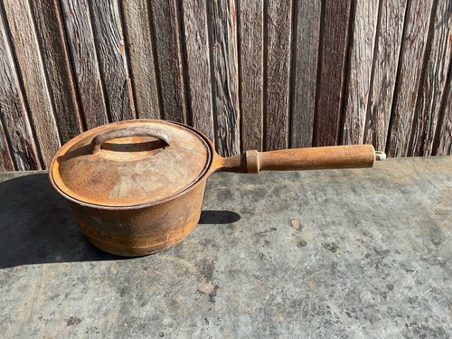 Vintage cast iron pan with - cast,