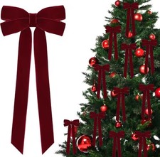 12x Large Velvet Christmas Bows for Christmas Tree Wreath Garland Home Decor