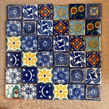 36 x Mixed 5cm SMALL Mexican Talavera Style Tiles (Seconds)