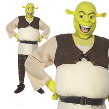 Adult Mens Shrek Ogre Costume Halloween World Book Day Fancy Dress + Mask