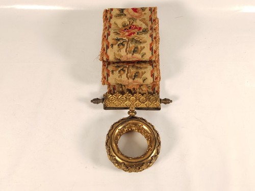 Antique embroidered bell pull