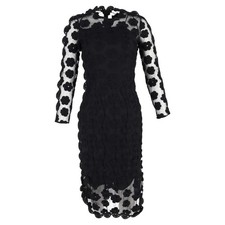 Simone Rocha Floral Lace Midi Dress in Black Polyester