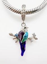 Beautiful Kingfisher Bird Dangle Charm Animal Genuine 925 Sterling Silver 💖