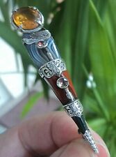 Victorian Scottish Brooch Silver Agate Sgian Dubh  Skean Dhu  Dirk Brooch 1890s