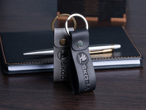 Skoda leather keychain - skoda,