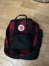 FJALLRAVEN KANKEN Backpack Re-Wool Red Black Plaid #23328