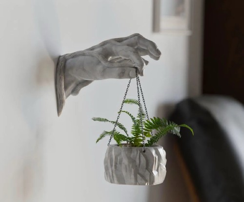 Wall hand flower - pot, 3d