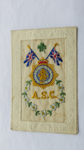 Postcard ww1 silk army - ww1,