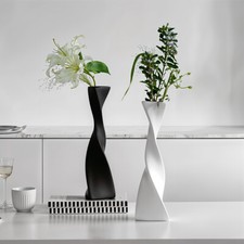 Spiral Style Floor Standing Ceramic Vase for Home Decor, White/Black 40.5cm
