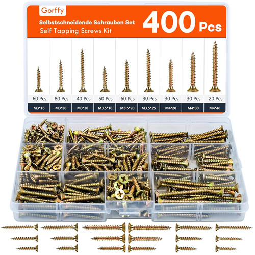 400pcs wood screws assorted - 400pcs,