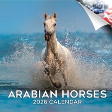 ARABIAN HORSES Wall Calendar 2026 Animal PET Lover Gift Horse Saddle Equestrian