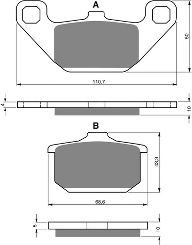 Brake disc pads rear - pads, r/h