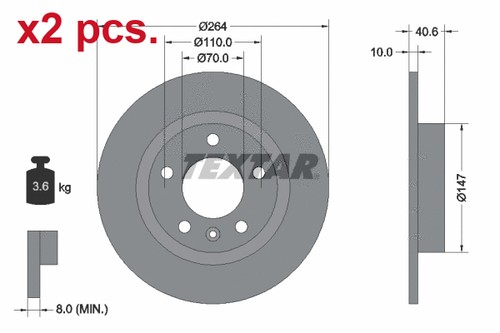 Pcs rear brake disc rotos - pcs,