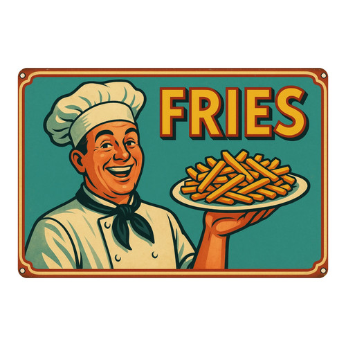 Fries french metal sign - fries,