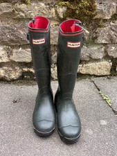 Hunter Balmoral Neoprene UK Size 6 Adjustable Wellington Boots Dark Olive Green 