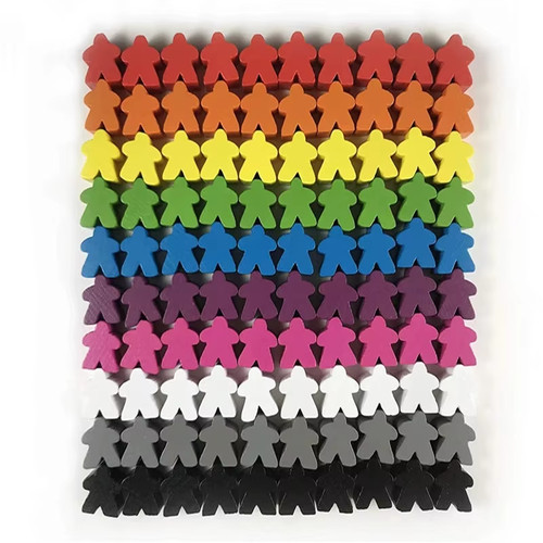 100 wooden meeples colors - 100,