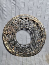 ANTIQUE CAST IRON ORNATE STOVE PIPE COLLAR CHIMNEY FLUE COVER