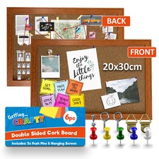 Cork Board A4 Pin Notice Board | Office School Message Memo Wooden Frame + Pins