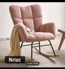 FERPIT Teddy Velvet Rocking Chair, Nursery Glider Rocker Chair, Warm Cushion