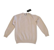 Harley Of Scotland Men's Seamless Saddle Shoulder Shetland Sweater Winter White