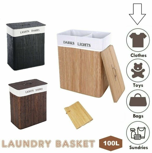 Laundry hamper bamboo basket - hamper,