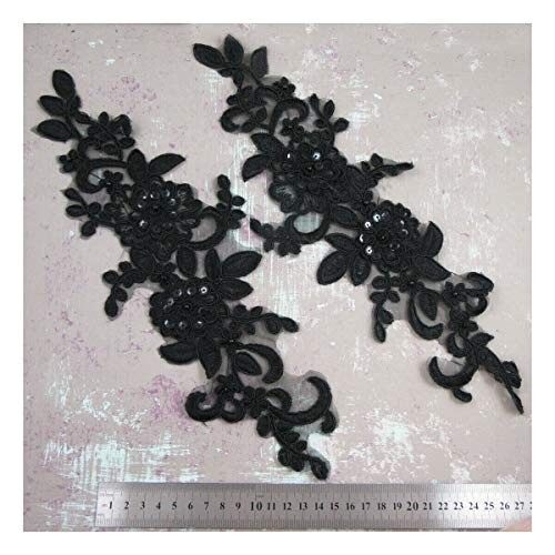 Pair black beaded lace - pair,