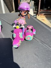 Littlest Pet Shop, Doll On Bike Scooter Moped & Sidecar with Pet 2010
